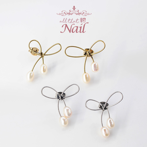 リボンパールピアス