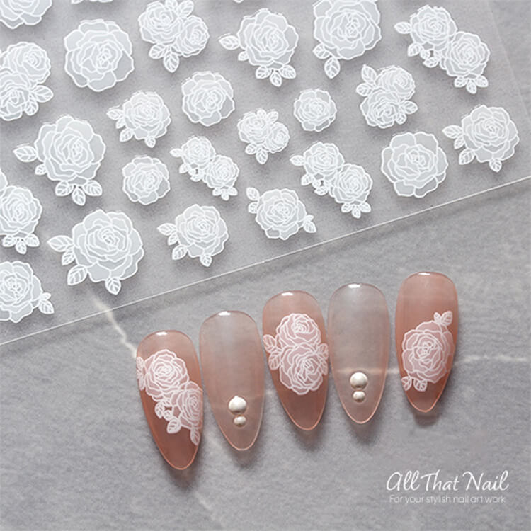 ホワイトローズネイルシール